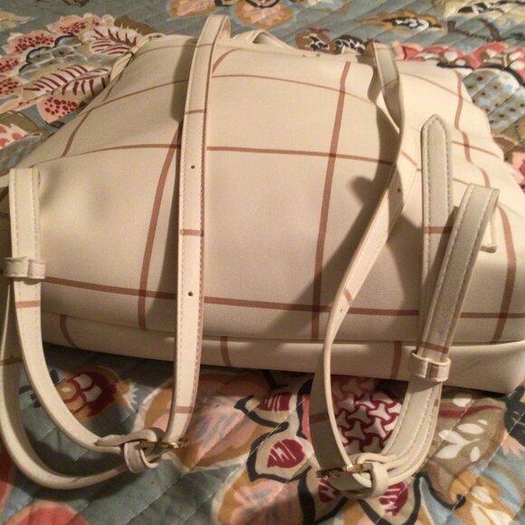 A NEW DAY WOMENS MULTICOLORED PLAID BACKPACK, White And Tan Pattern, Backpack - Picture 5 of 5
